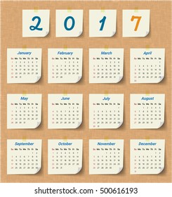 2017 Modern calendar template .Vector/illustration.