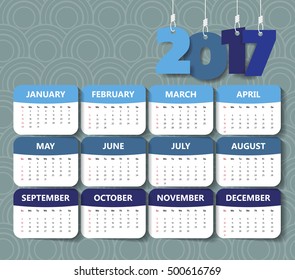 2017 Modern calendar template .Vector/illustration.