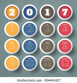 2017 Modern calendar template .Vector/illustration.