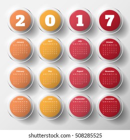 2017 Modern calendar template .Vector/illustration.