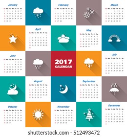 2017 Modern calendar template .Vector/illustration.