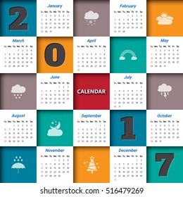2017 Modern calendar template .Vector/illustration.