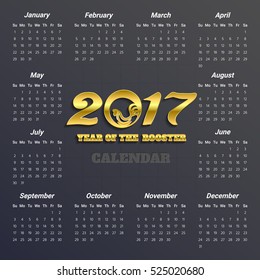 2017 Modern calendar template .Vector/illustration.