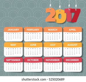 2017 Modern calendar template .Vector/illustration.