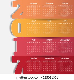 2017 Modern calendar template .Vector/illustration.