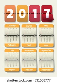 2017 Modern calendar template .Vector/illustration.