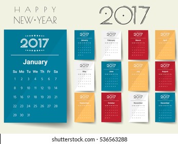2017 Modern calendar template .Vector/illustration.