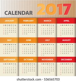 2017 Modern calendar template .Vector/illustration