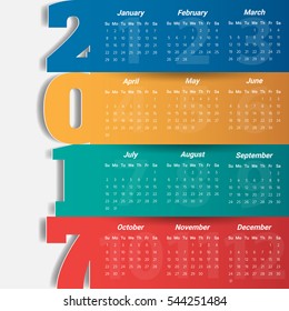 2017 Modern calendar template .Vector/illustration.