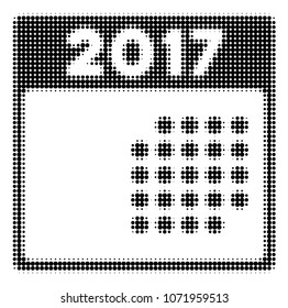 2017 Month Calendar halftone vector icon. Illustration style is dotted iconic 2017 Month Calendar icon symbol on a white background. Halftone texture is circle points.