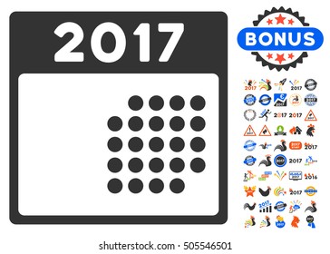 2017 Month Calendar pictograph with bonus 2017 new year design elements. Vector illustration style is flat iconic symbols,modern colors.
