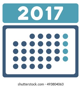 2017 Month Calendar vector icon. Style is flat graphic symbol, cyan and blue colors, white background.