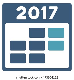 2017 Month Calendar vector icon. Style is flat graphic symbol, cyan and blue colors, white background.