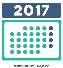 2017 Month Calendar vector icon. Style is flat graphic symbol, cobalt and cyan colors, white background.