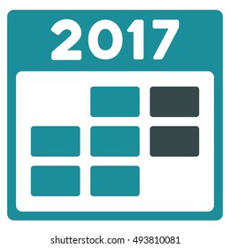 2017 Month Calendar vector icon. Style is flat graphic symbol, soft blue colors, white background.