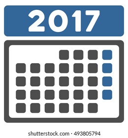 2017 Month Calendar vector pictogram. Style is flat graphic symbol, cobalt and gray colors, white background.