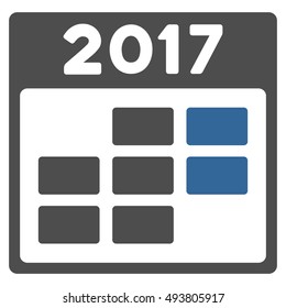 2017 Month Calendar vector pictograph. Style is flat graphic symbol, cobalt and gray colors, white background.