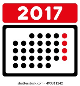 2017 Month Calendar vector pictograph. Style is flat graphic symbol, intensive red and black colors, white background.