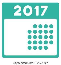 2017 Month Calendar vector pictograph. Style is flat graphic symbol, cyan color, white background.
