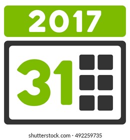 2017 Month vector icon. Style is flat graphic symbol, eco green and gray colors, white background.