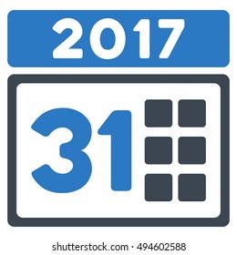 2017 Month vector icon. Style is flat graphic symbol, smooth blue colors, white background.