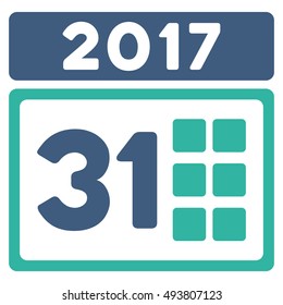 2017 Month vector pictogram. Style is flat graphic symbol, cobalt and cyan colors, white background.