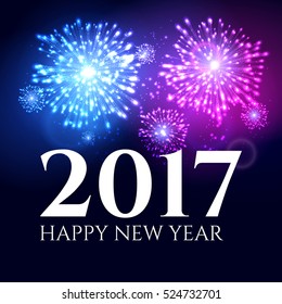 2017 new year background banner abstract firework poster. Xmas greeting wallpaper. Holiday christmas celebration card with firework