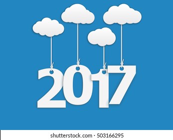 2017 New Year background. Design of calendar. Vector illustration on blue background.