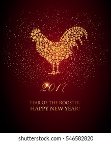 2017 New Year background with rooster symbol. Vector.