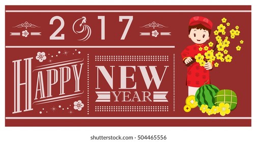 2017 new year banner vietnamese traditional style
