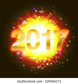 2017 new year burning digits. New year firework.
