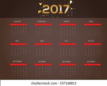 2017 New year calendar.