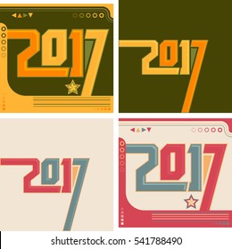 2017 new year calendar vintage concept collection, typographic vector illustration set