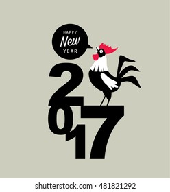 2017 new year card, year of the rooster.
