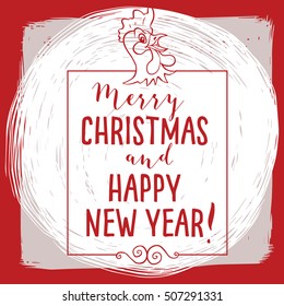 2017 new year card, year of the rooster. For card, poster, brochure, flyer, web and other users.