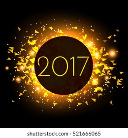 2017 new year celebration background with golden confetti