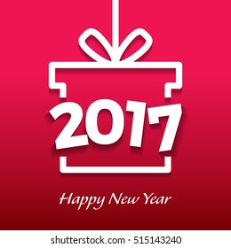 2017 New Year Celebration in Gift box vector illustration template