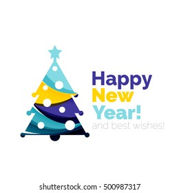 2017 New Year and Christmas holiday elements. Vector abstract geometric design with white space for text