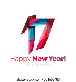 2017 New Year and Christmas holiday elements. Vector abstract geometric design with white space for text