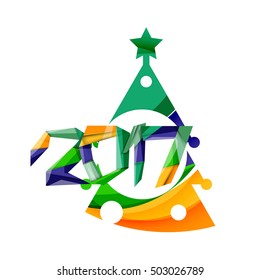 2017 New Year and Christmas holiday elements. Vector abstract geometric design with white space for text