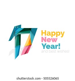 2017 New Year and Christmas holiday elements. Vector abstract geometric design with white space for text