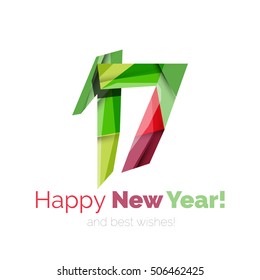2017 New Year and Christmas holiday elements. Vector abstract geometric design with white space for text