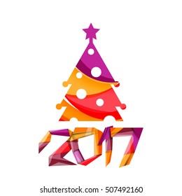 2017 New Year and Christmas holiday elements. Vector abstract geometric design with white space for text