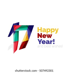 2017 New Year and Christmas holiday elements. Vector abstract geometric design with white space for text