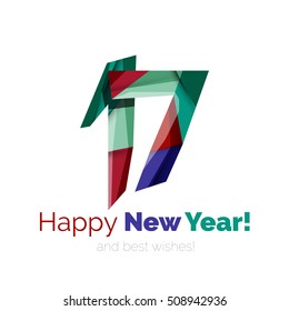 2017 New Year and Christmas holiday elements. Vector abstract geometric design with white space for text