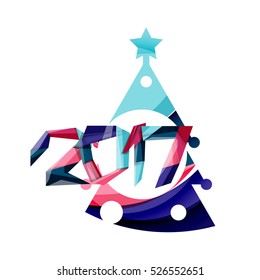 2017 New Year and Christmas holiday elements. Vector abstract geometric design with white space for text