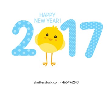 2017 New Year concept with cute chicken
