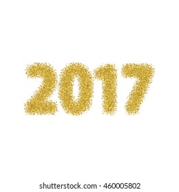 2017 new year gold glitter. Vector.