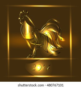  2017 New Year greeting card with rooster - symbol of the year, vector illustration.