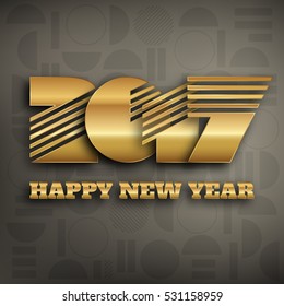 2017 - new year greeting design - gold typography on trendy background